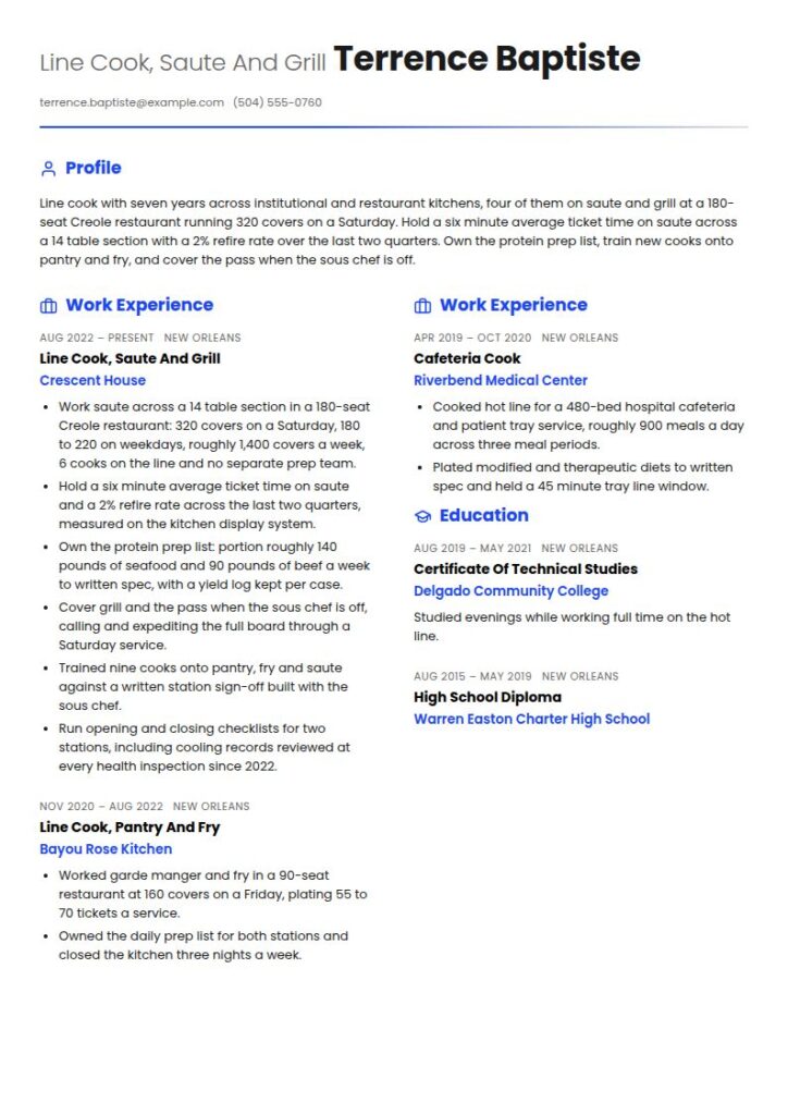 Cook Resume Examples & Templates