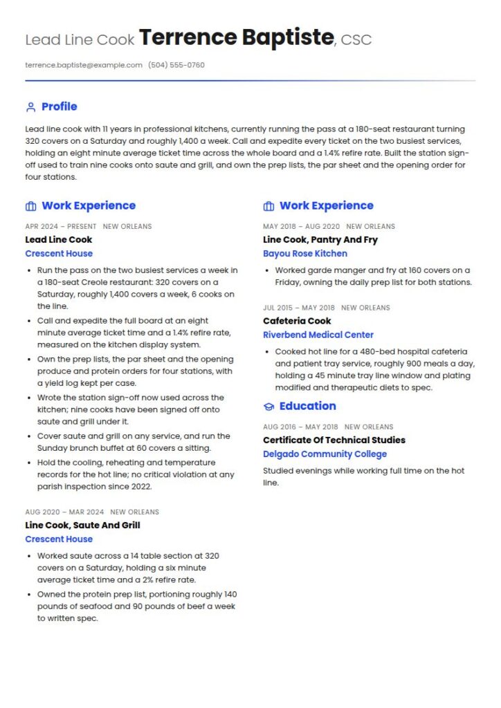 Cook Resume Examples & Templates