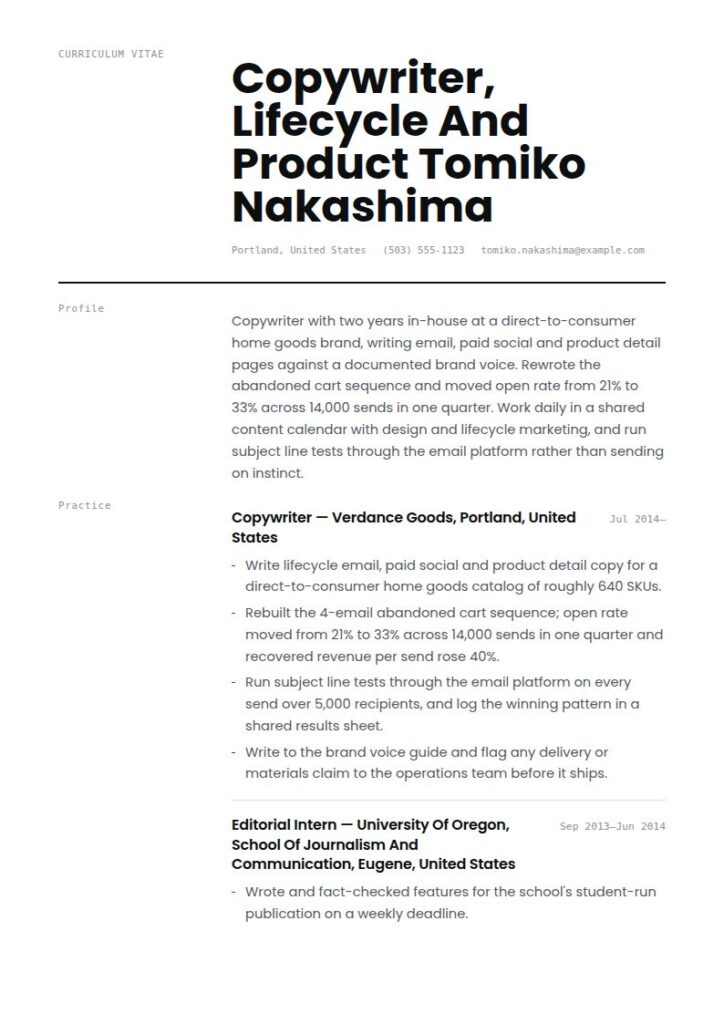 Copywriter Resume Examples & Templates