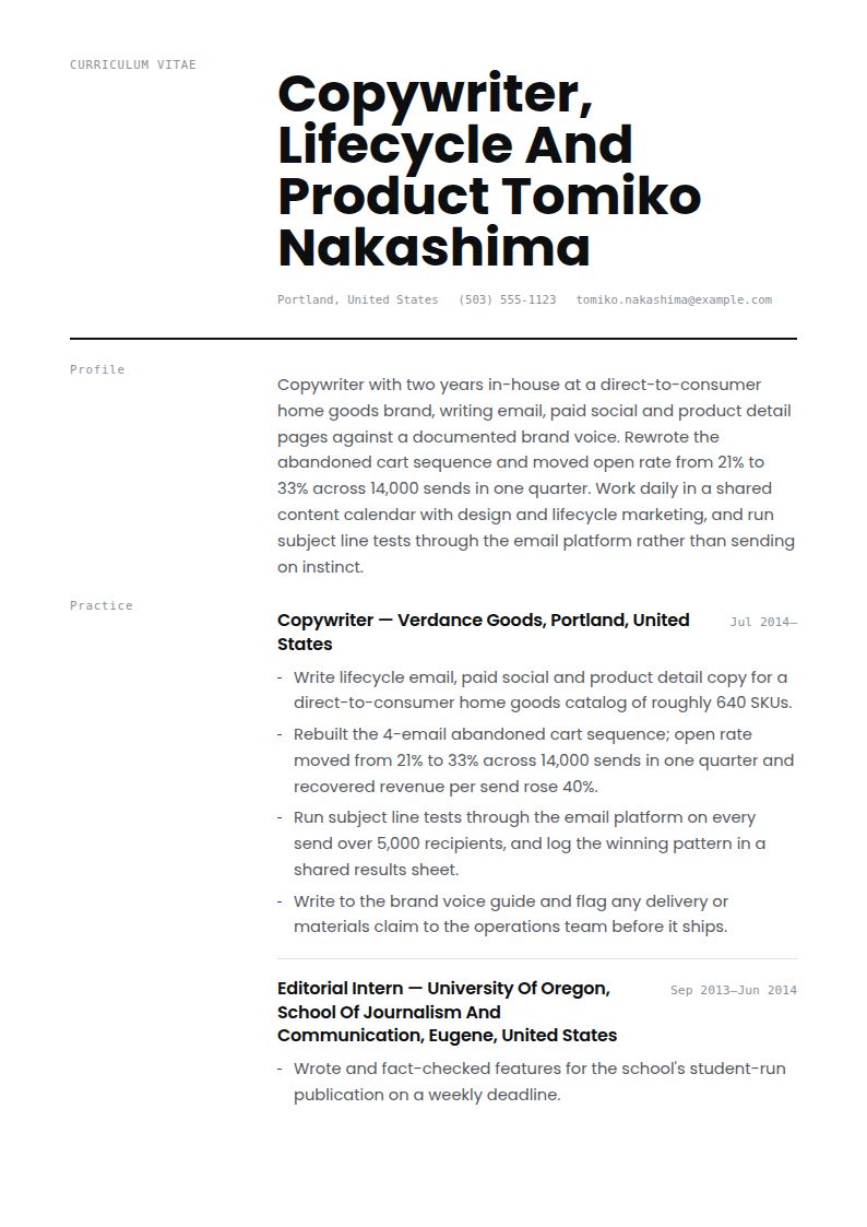 Copywriter Resume Examples & Templates