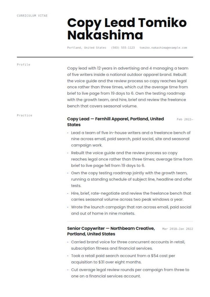 Copywriter Resume Examples & Templates