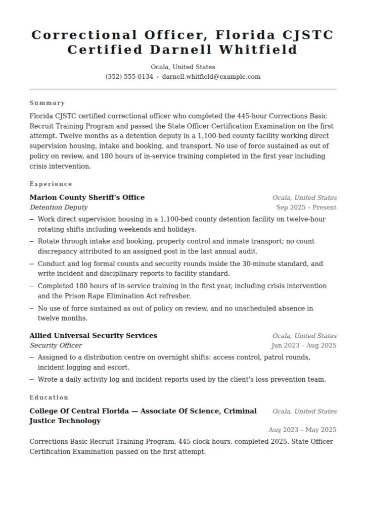 Correctional Officer Resume Examples & Templates