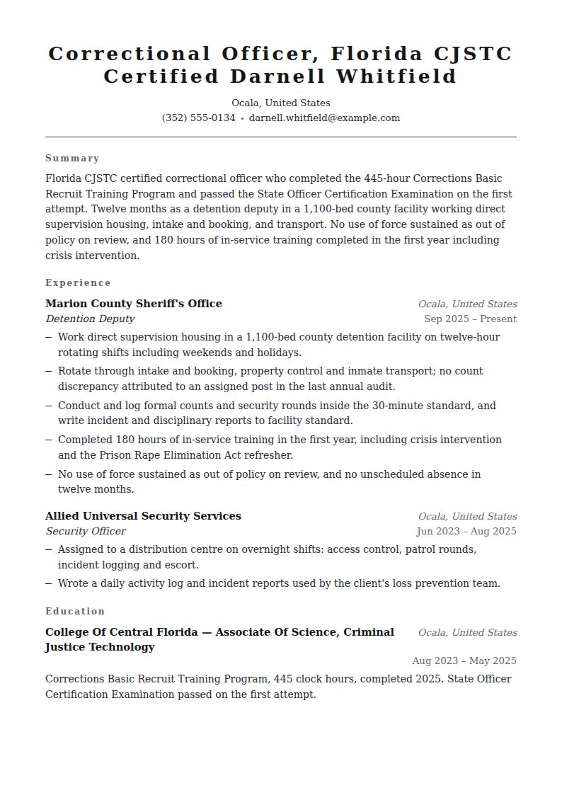 Correctional Officer Resume Examples & Templates
