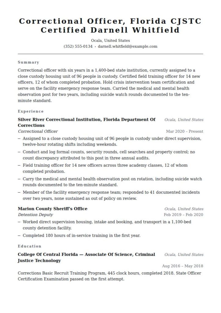 Correctional Officer Resume Examples & Templates