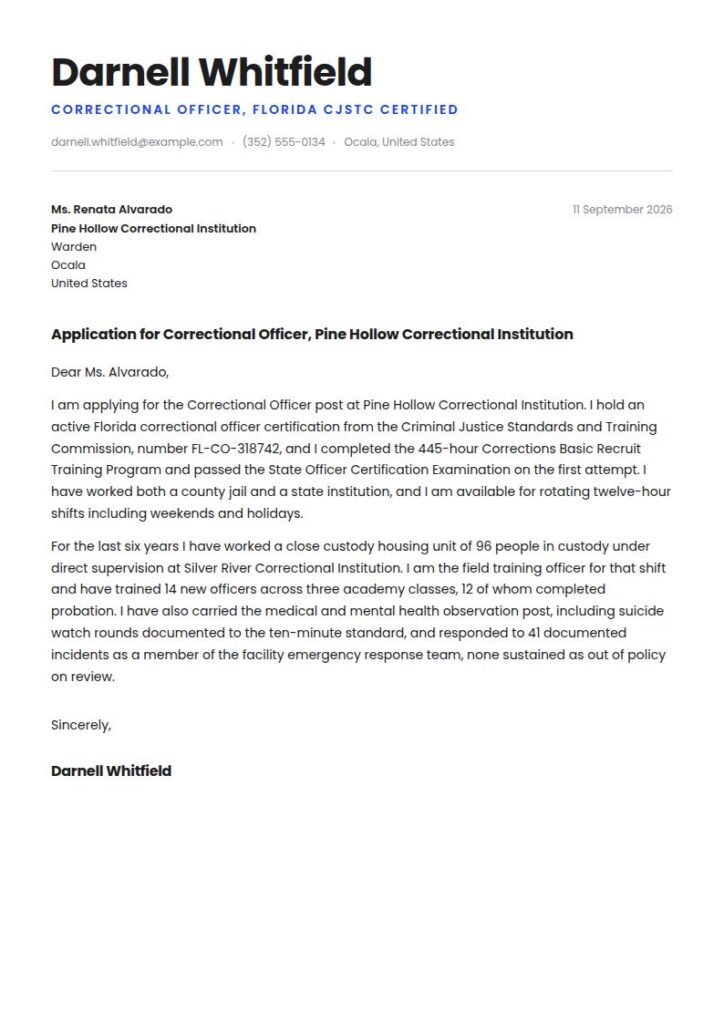 Correctional Officer Cover Letter Examples & Templates