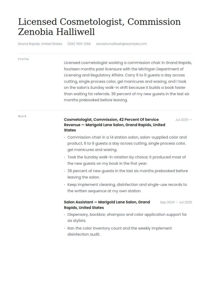 Cosmetologist Resume Examples & Templates