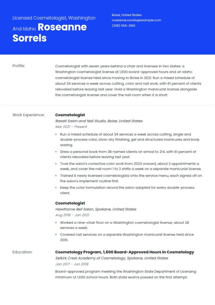 Cosmetology Resume Examples & Templates