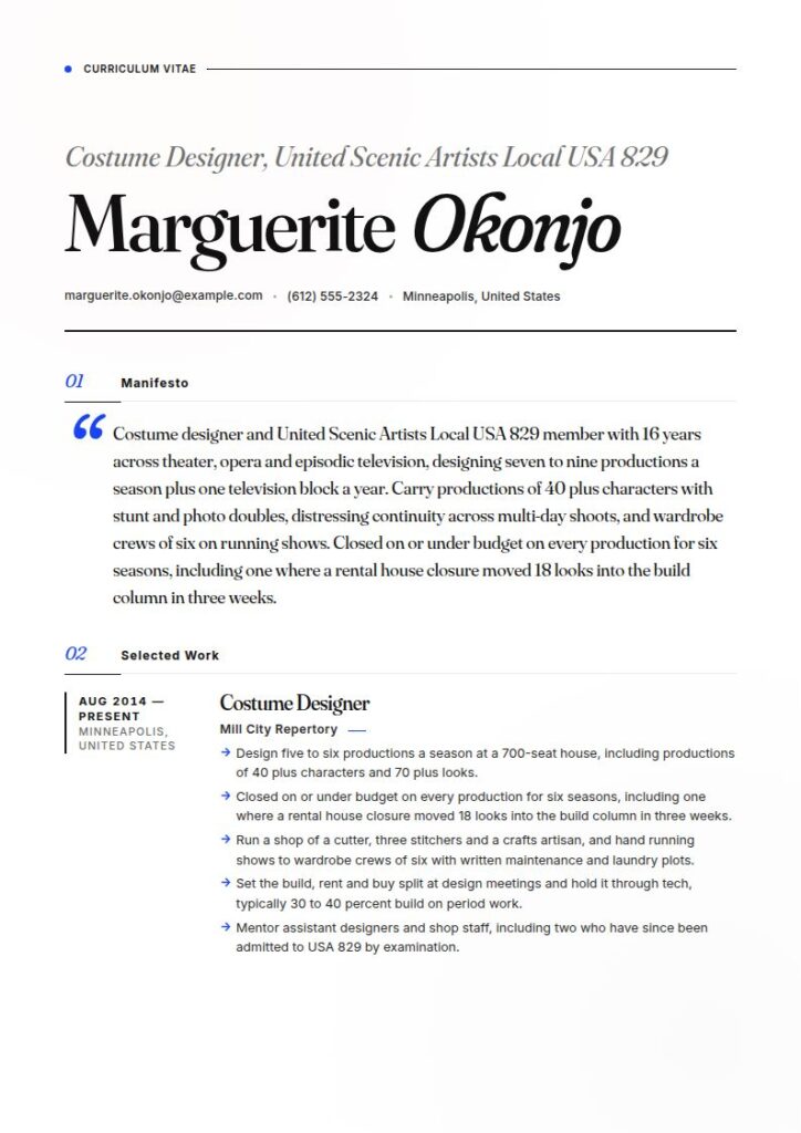Costume Designer Resume Examples & Templates