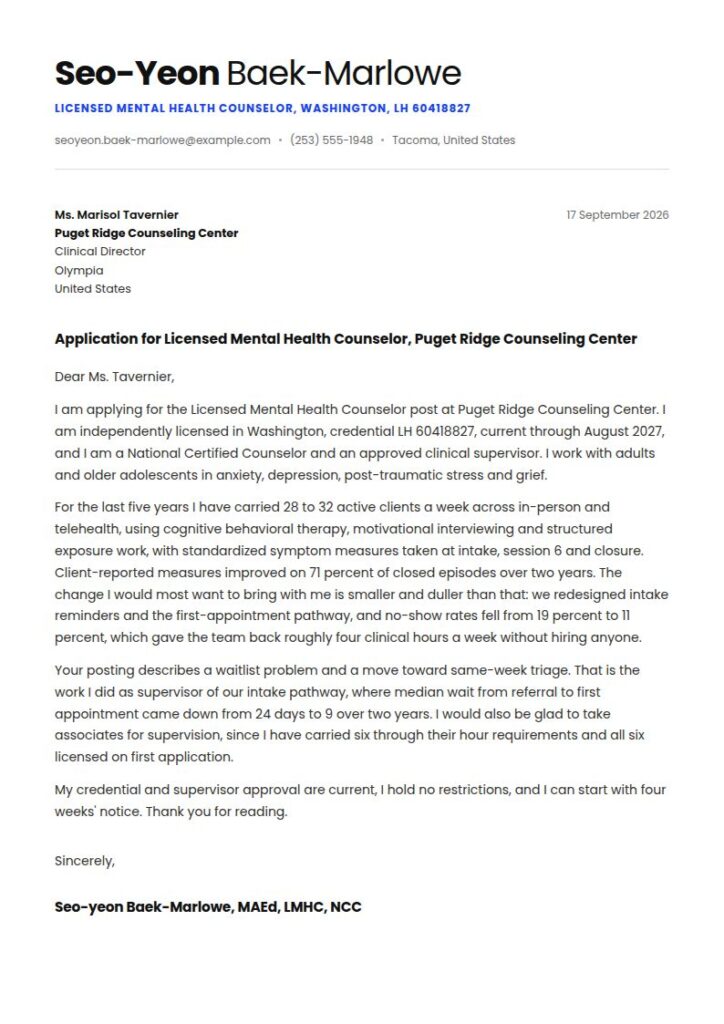Counselor Cover Letter Examples & Templates