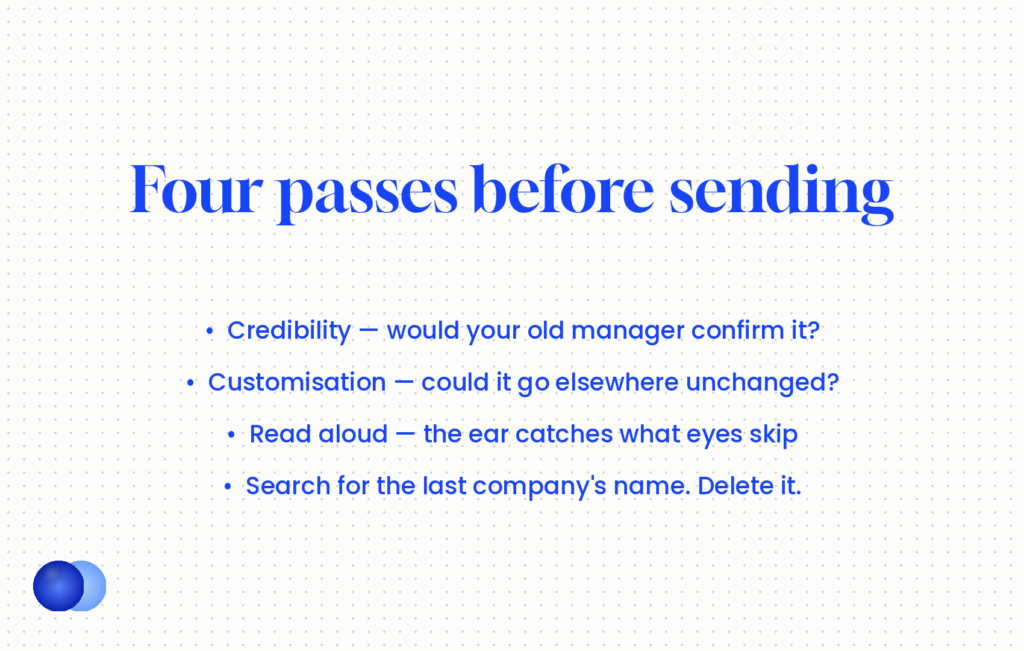 Four checks that catch the cover letter mistakes that end applications
