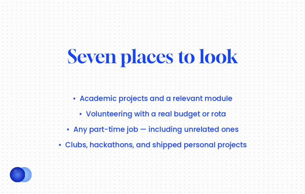 Seven sources of evidence for a cover letter with no experience