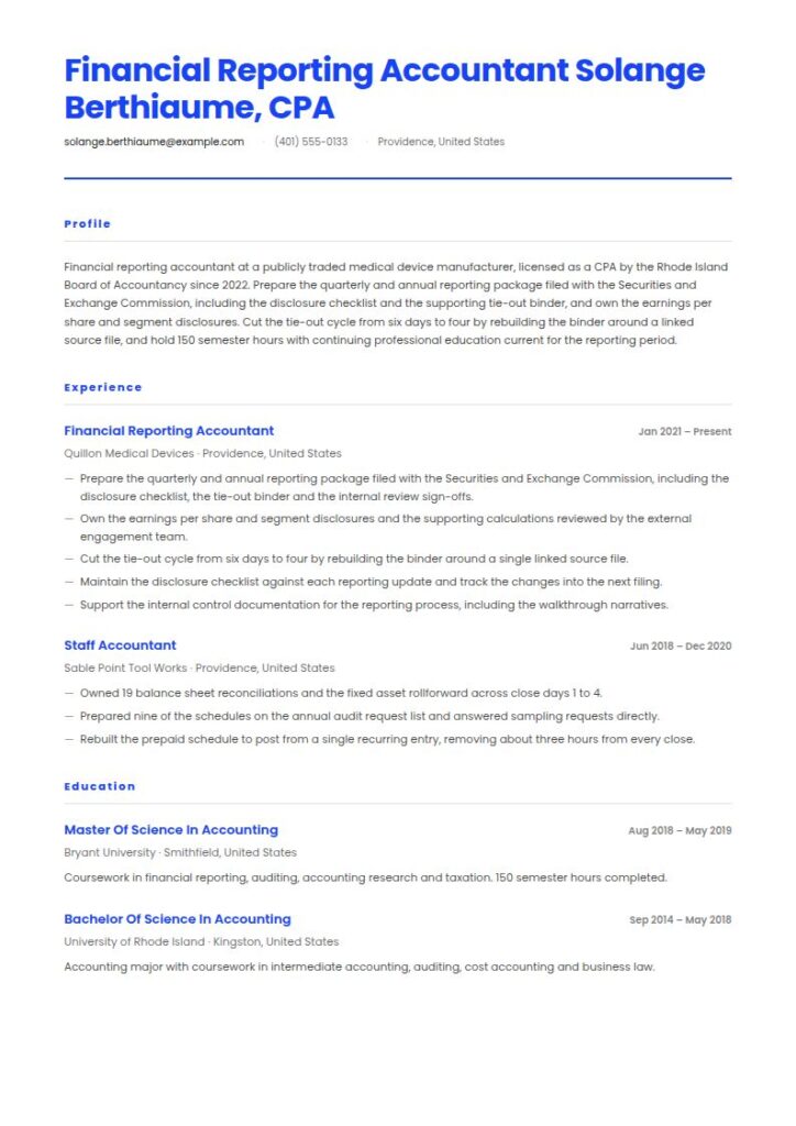 CPA Resume Examples & Templates
