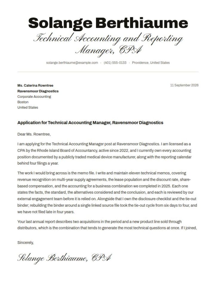 CPA Cover Letter Examples & Templates