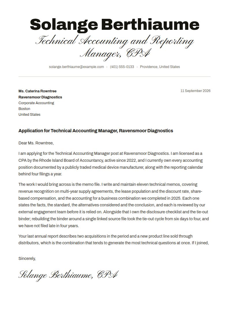 CPA Cover Letter Examples & Templates
