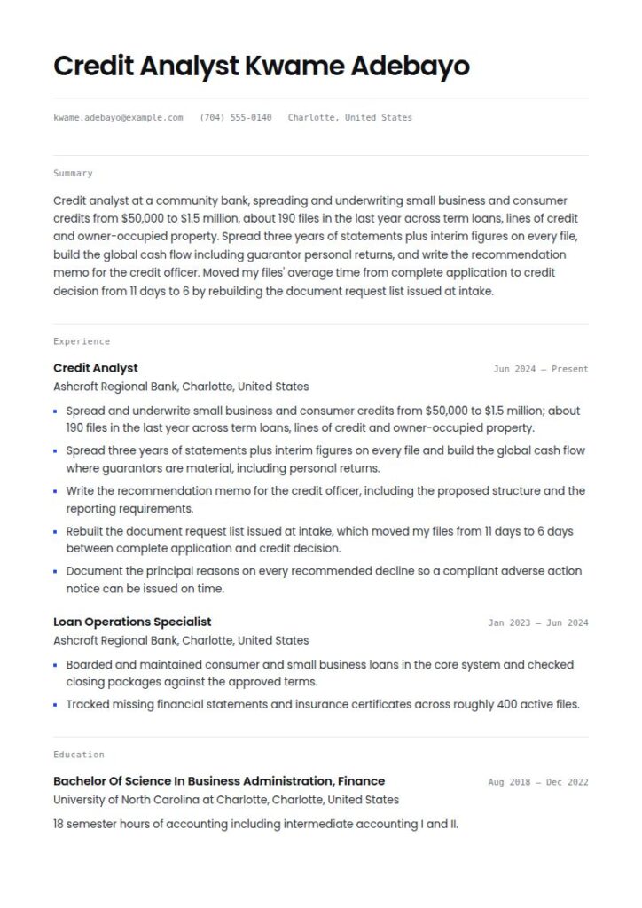 Credit Analyst Resume Examples & Templates