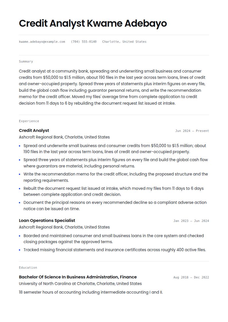 Credit Analyst Resume Examples & Templates