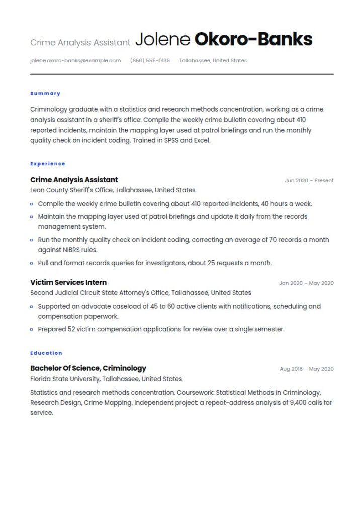 Criminology Resume Examples & Templates
