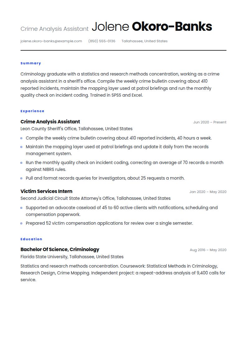 Criminology Resume Examples & Templates