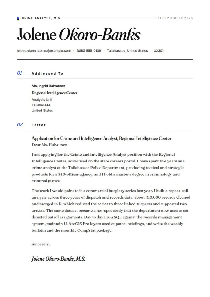 Criminology Cover Letter Examples & Templates