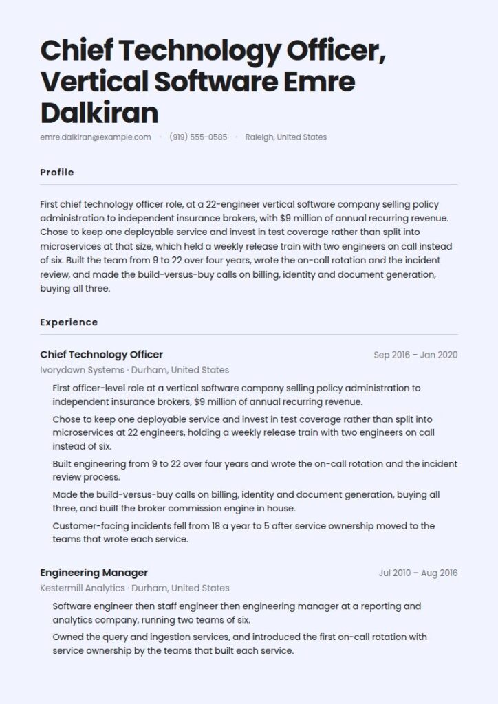 CTO Resume Examples & Templates