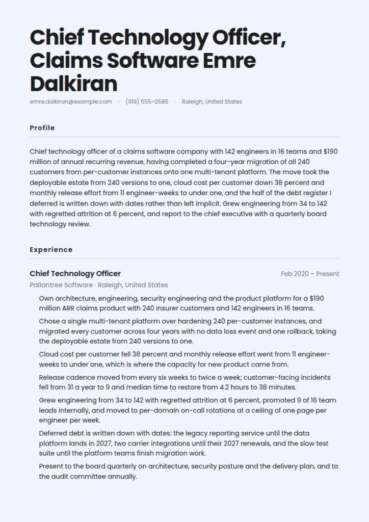 CTO Resume Examples & Templates