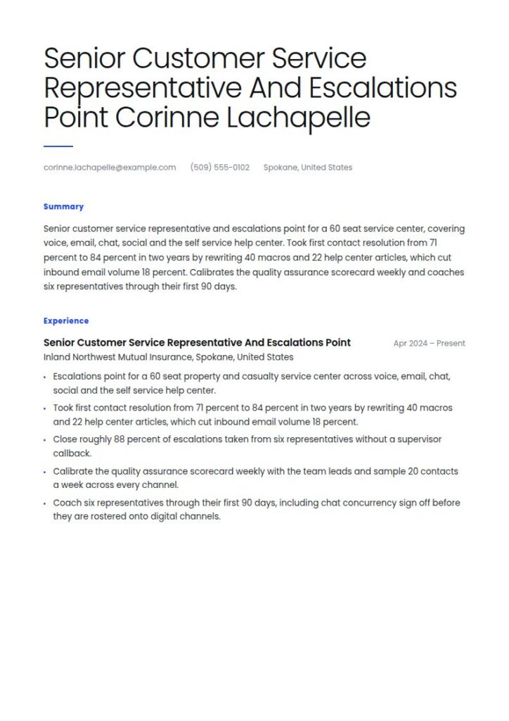 Customer Service Representative Resume Examples & Templates