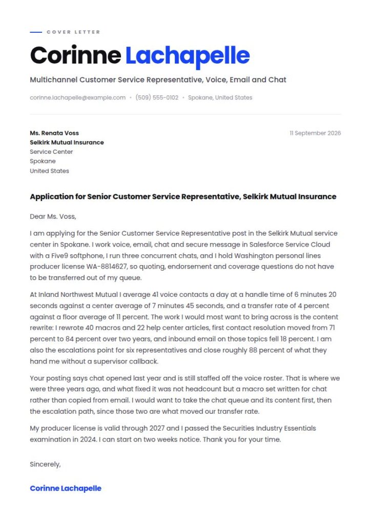 Customer Service Representative Cover Letter Examples & Templates