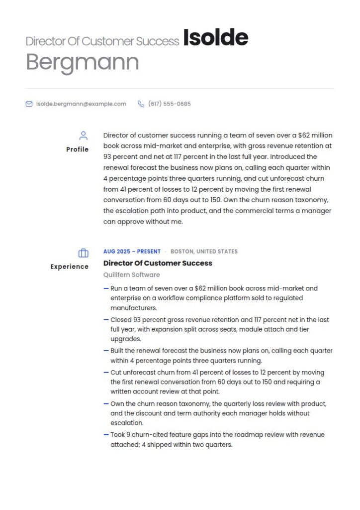 Customer Success Resume Examples & Templates