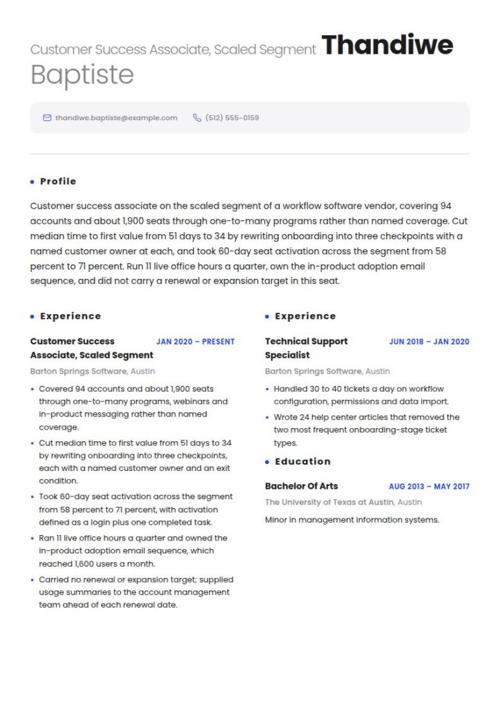 Customer Success Manager Resume Examples & Templates