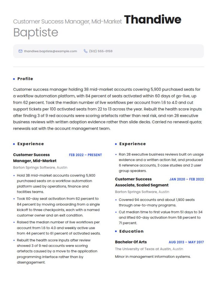 Customer Success Manager Resume Examples & Templates