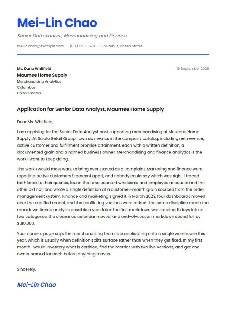 Data Analyst Cover Letter Examples & Templates