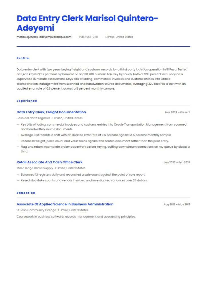 Data Entry Specialist Resume Examples & Templates