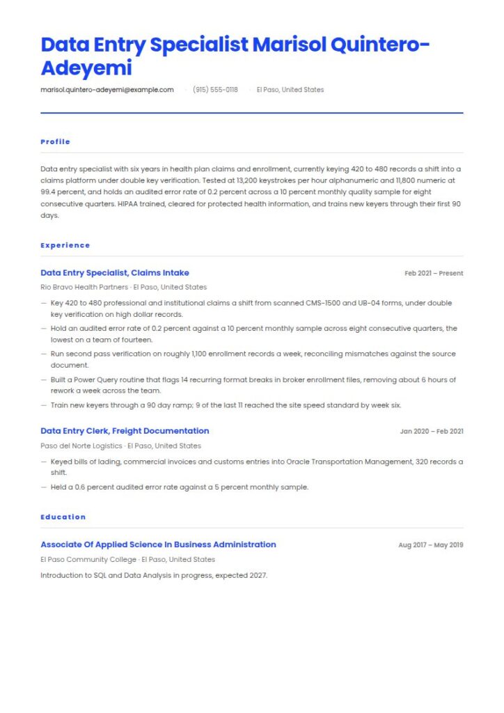 Data Entry Specialist Resume Examples & Templates