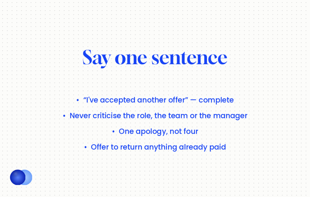 What to say when declining a job offer after accepting it