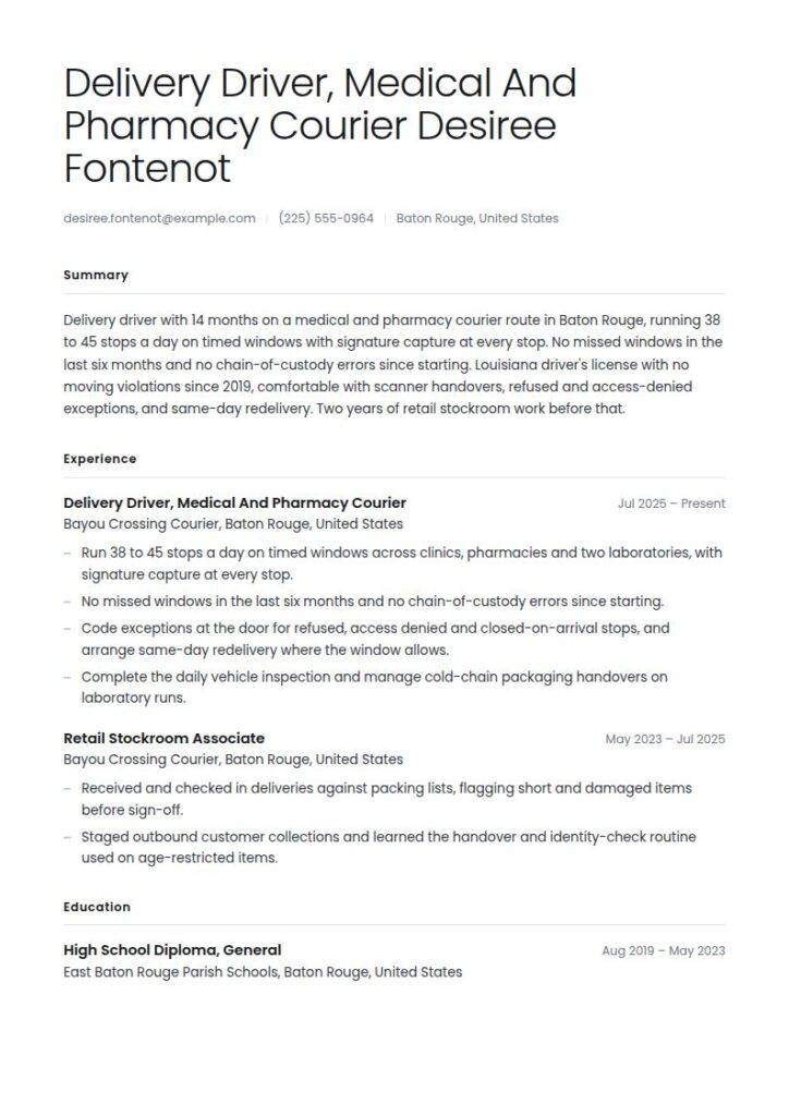 Delivery Driver Resume Examples & Templates