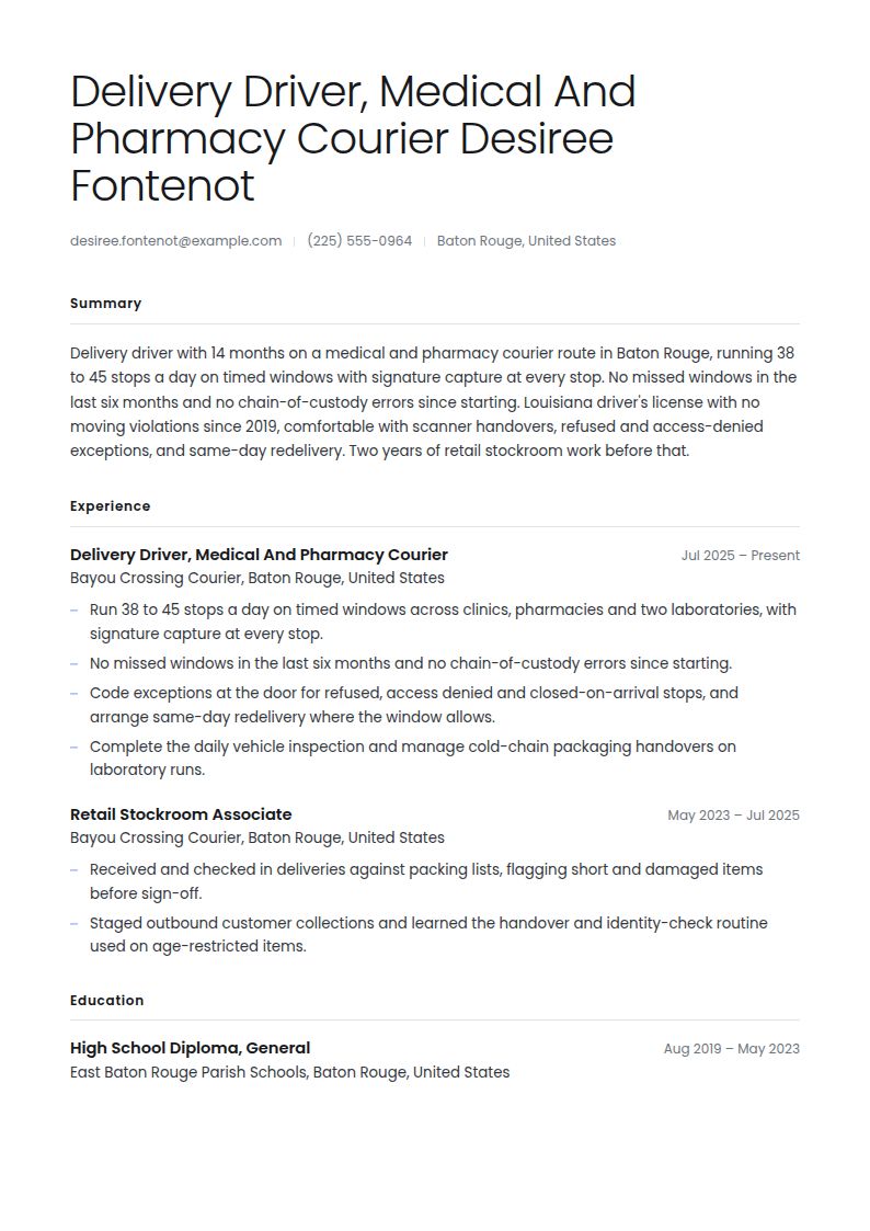 Delivery Driver Resume Examples & Templates