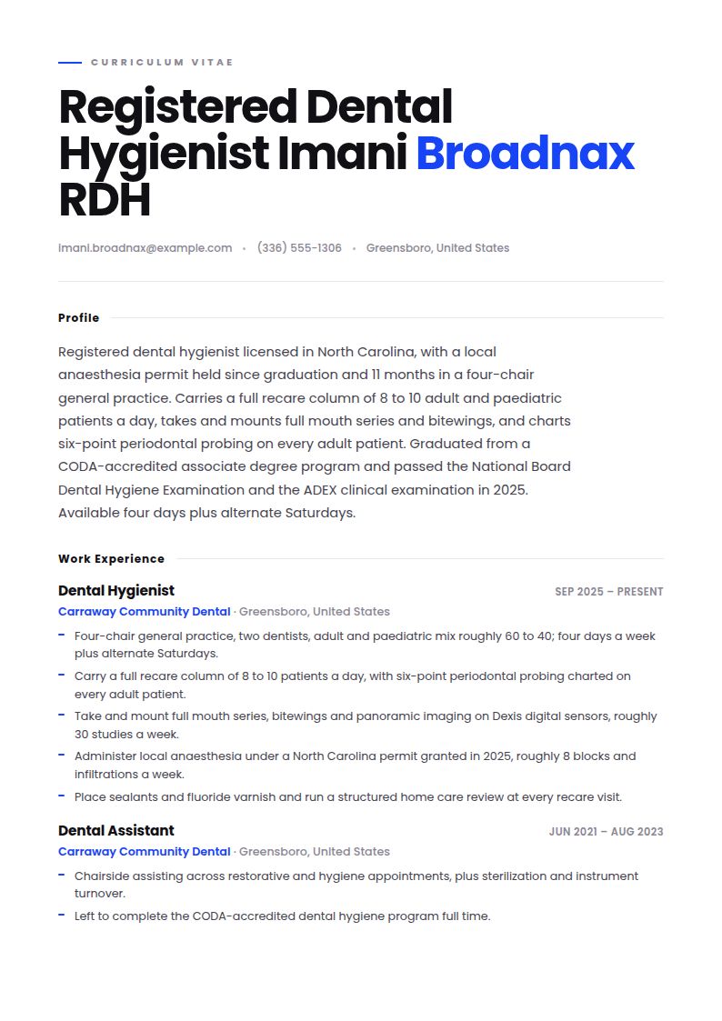 Dental Hygienist Resume Examples & Templates