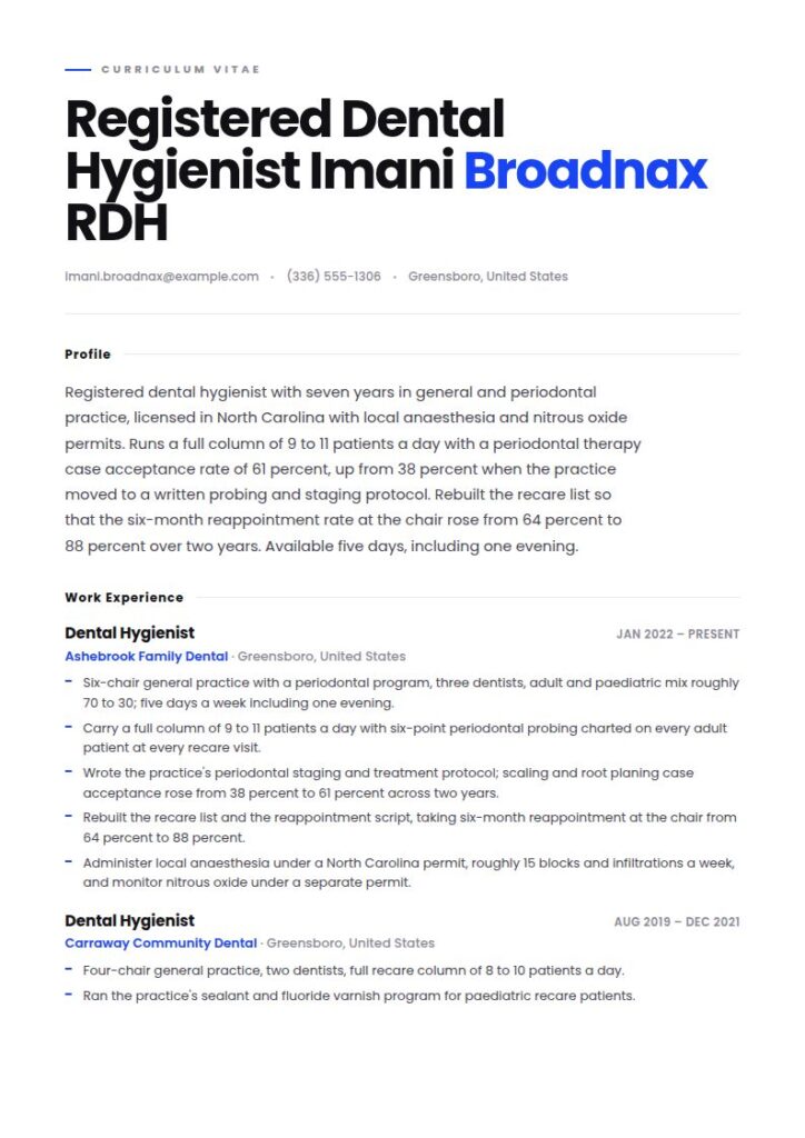 Dental Hygienist Resume Examples & Templates
