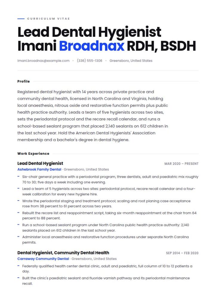 Dental Hygienist Resume Examples & Templates