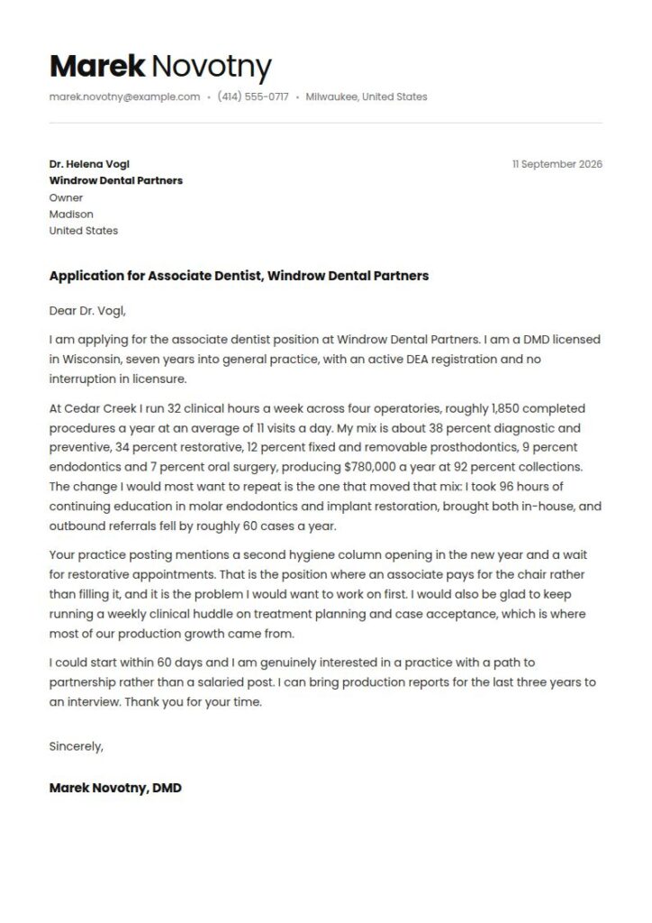 Dentist Cover Letter Examples & Templates