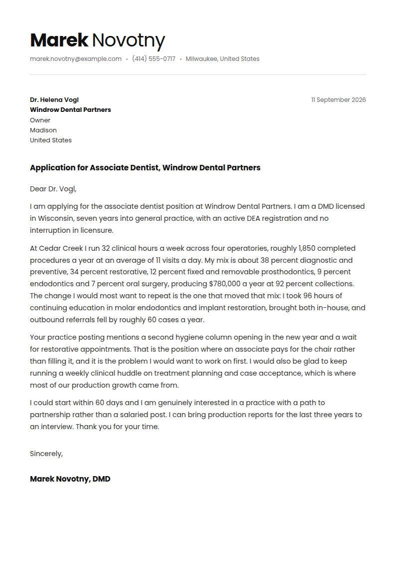 Dentist Cover Letter Examples & Templates
