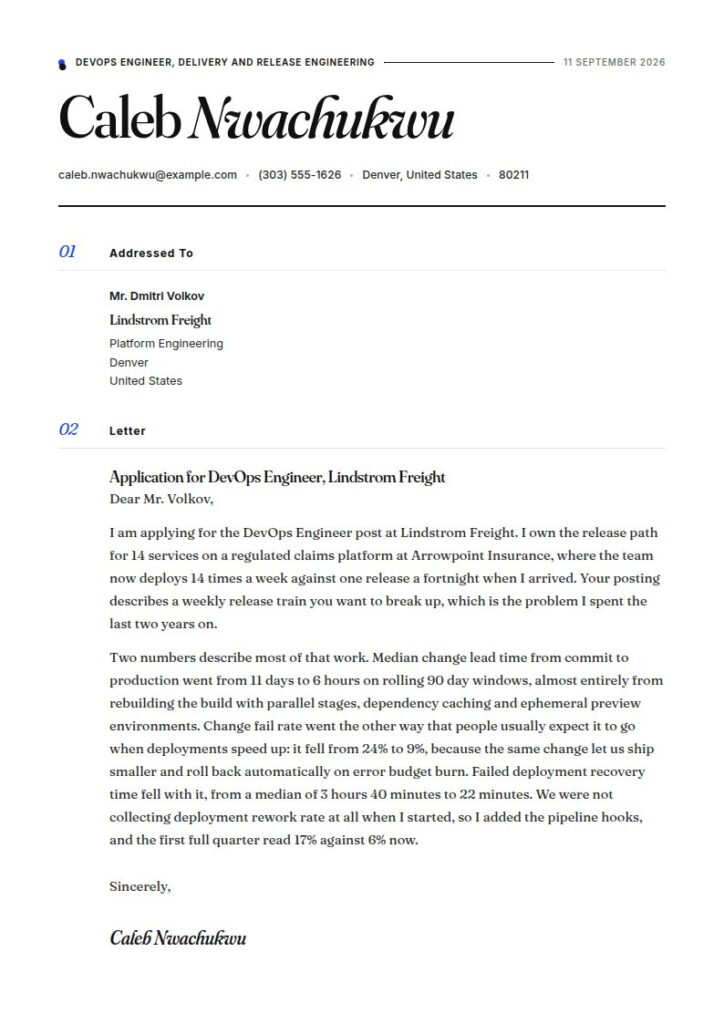 DevOps Engineer Cover Letter Examples & Templates