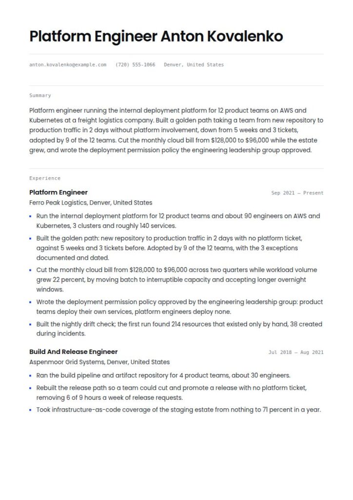 DevOps Professional Resume Examples & Templates