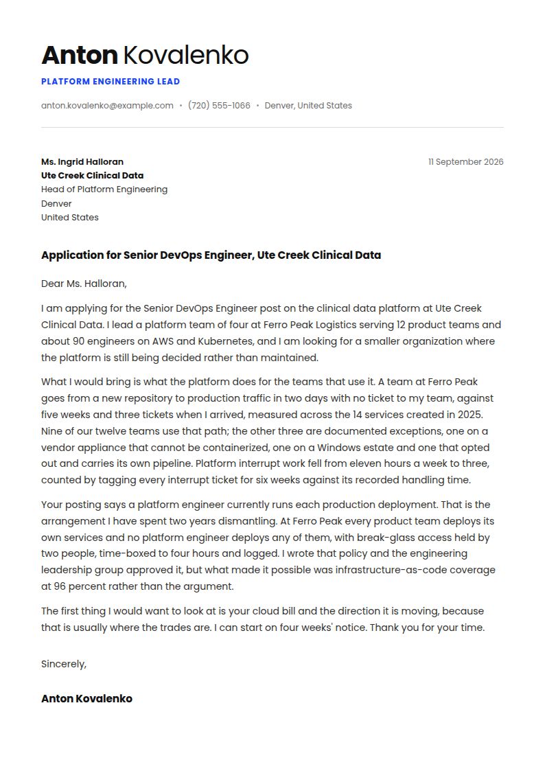 DevOps Professional Cover Letter Examples & Templates