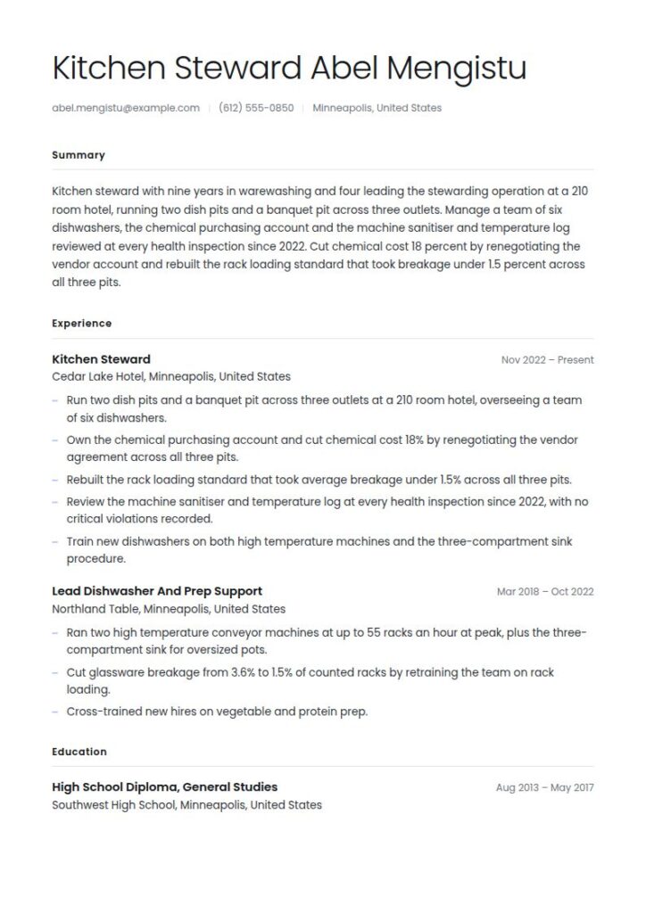Dishwasher Resume Examples & Templates