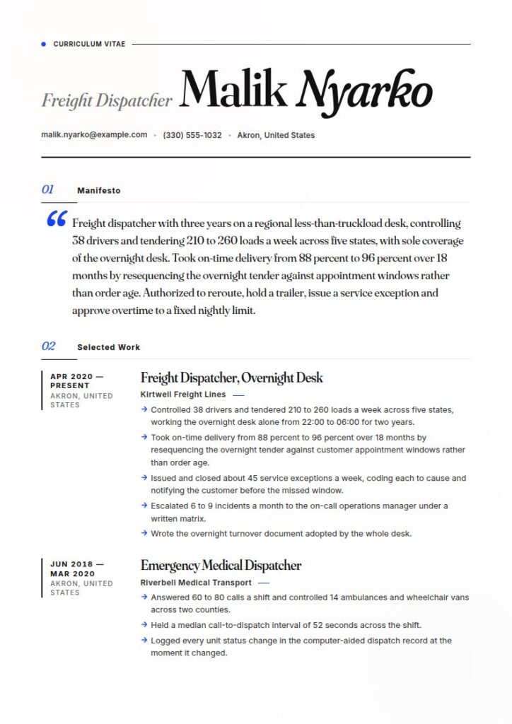 Dispatcher Resume Examples & Templates