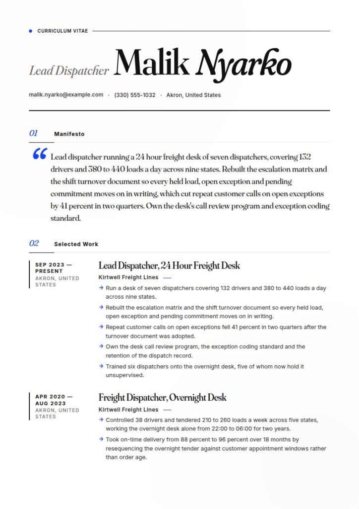 Dispatcher Resume Examples & Templates