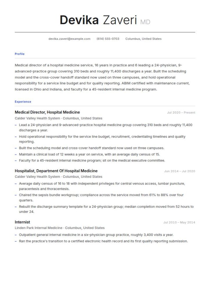 Doctor Resume Examples & Templates