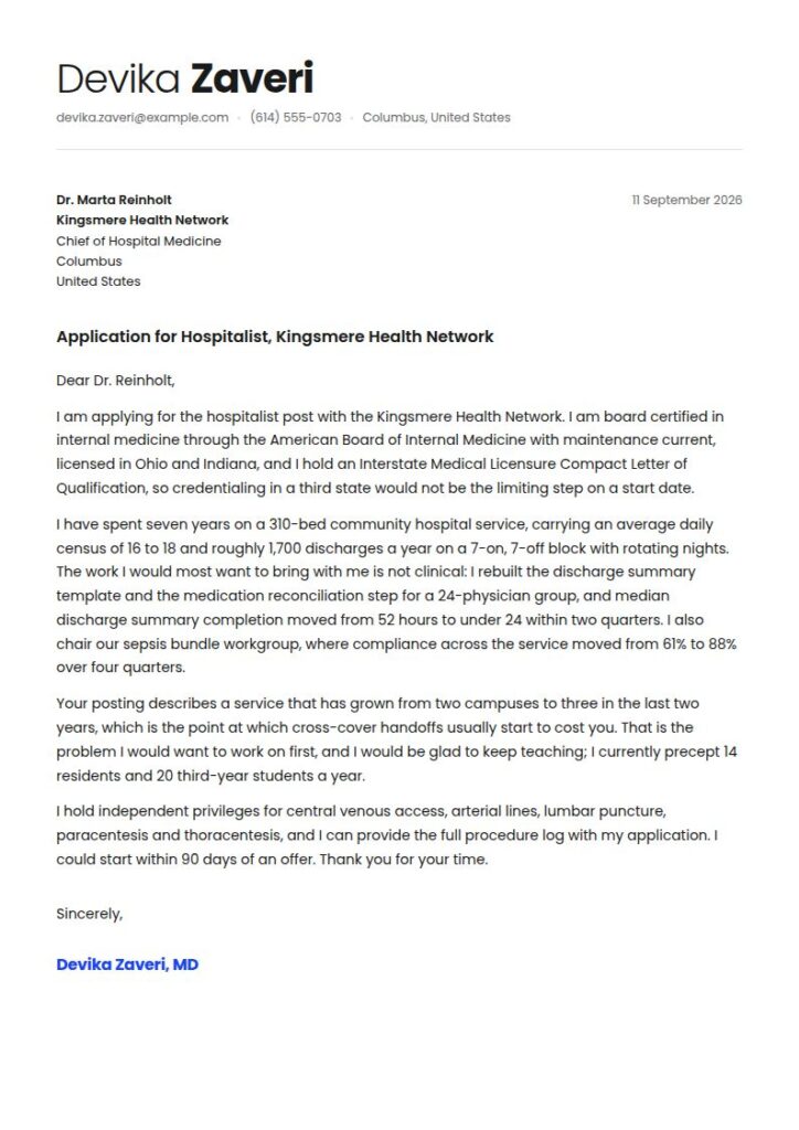 Doctor Cover Letter Examples & Templates