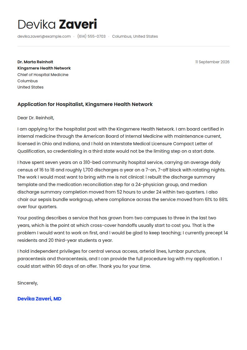 Doctor Cover Letter Examples & Templates